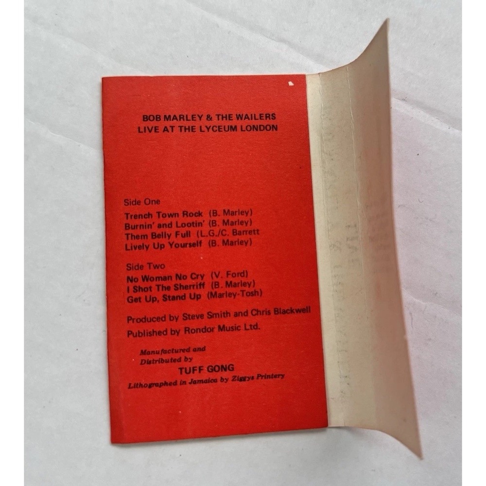 Bob Marley & The Wailers Lyceum Live Cassette Tape Tuff Gong Ziggys Printery 75' - Picture 5 of 8